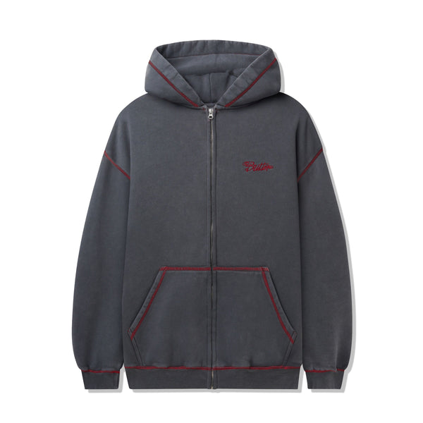 【BUTTER GOODS】 Device Zip-Thru Hood, Black Butter Goods Breakdown Zip-Thru Hood Washed Black - Orchard