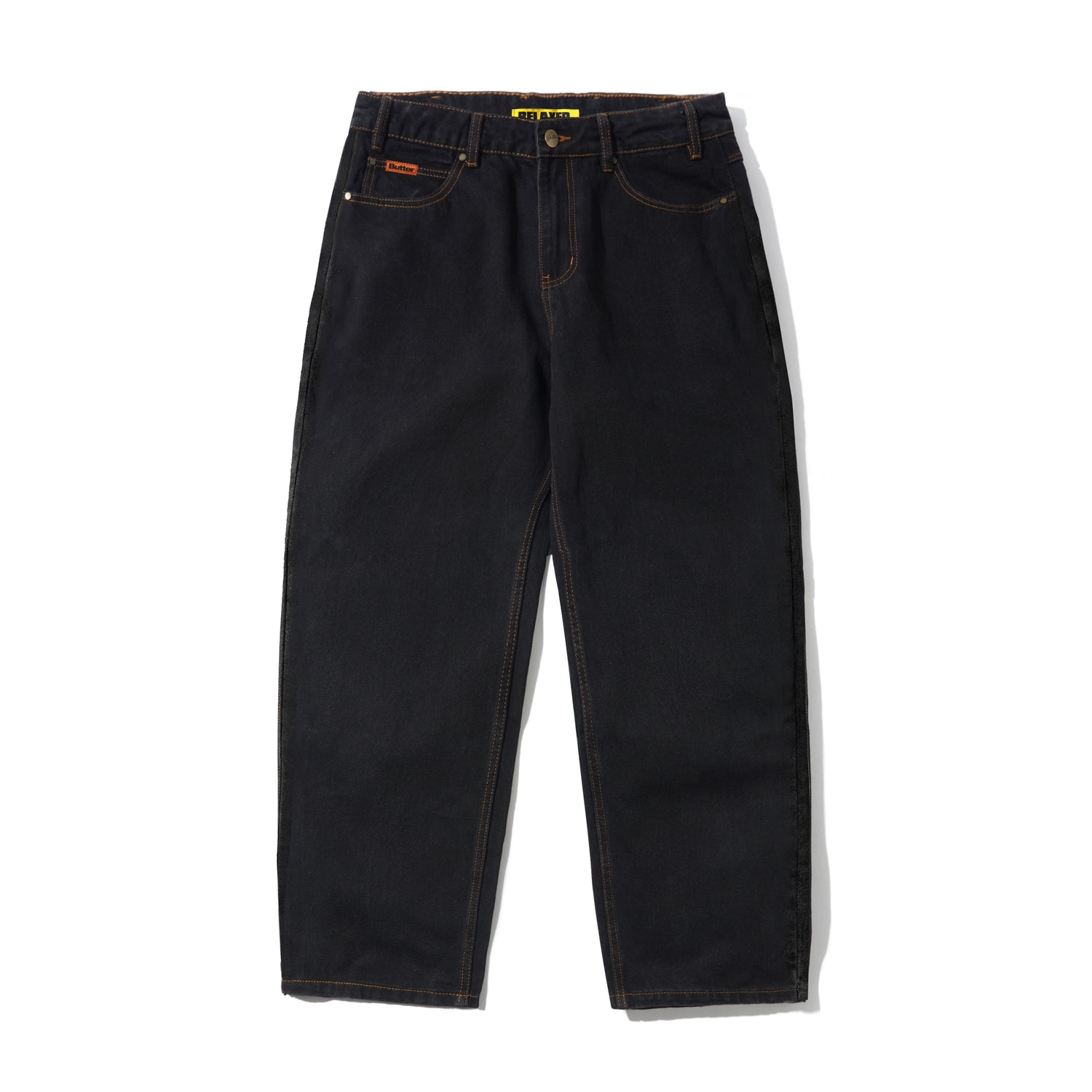 Relaxed Denim Jeans, Washed Black