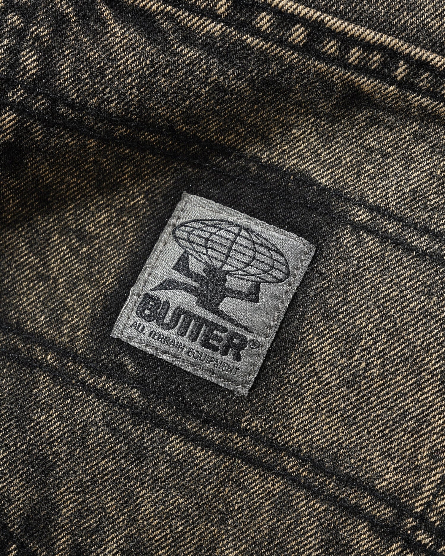 Wide Cut Denim Jeans, Acid Washed Brown
