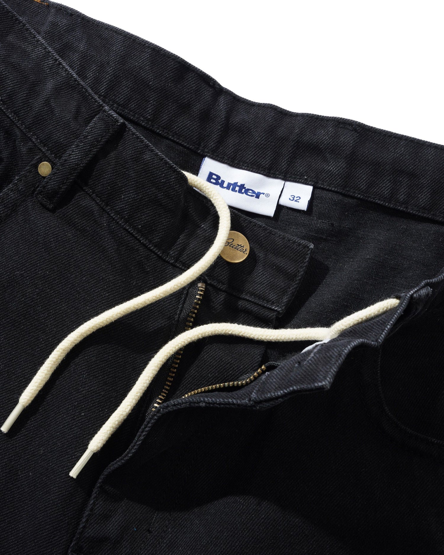 Wide Cut Denim Jeans, Dark Washed Black