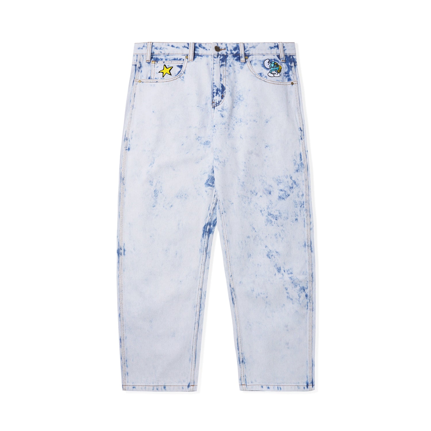 Harmony Denim Pants, Bleach Dye Indigo