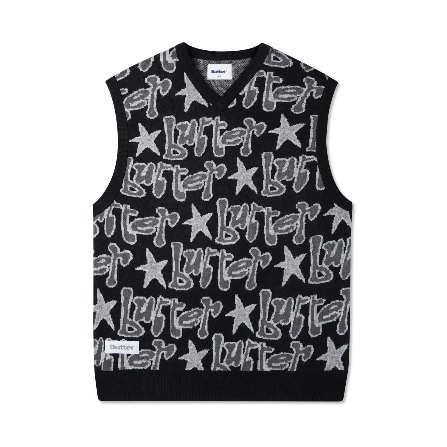 Star Knit Vest, Black