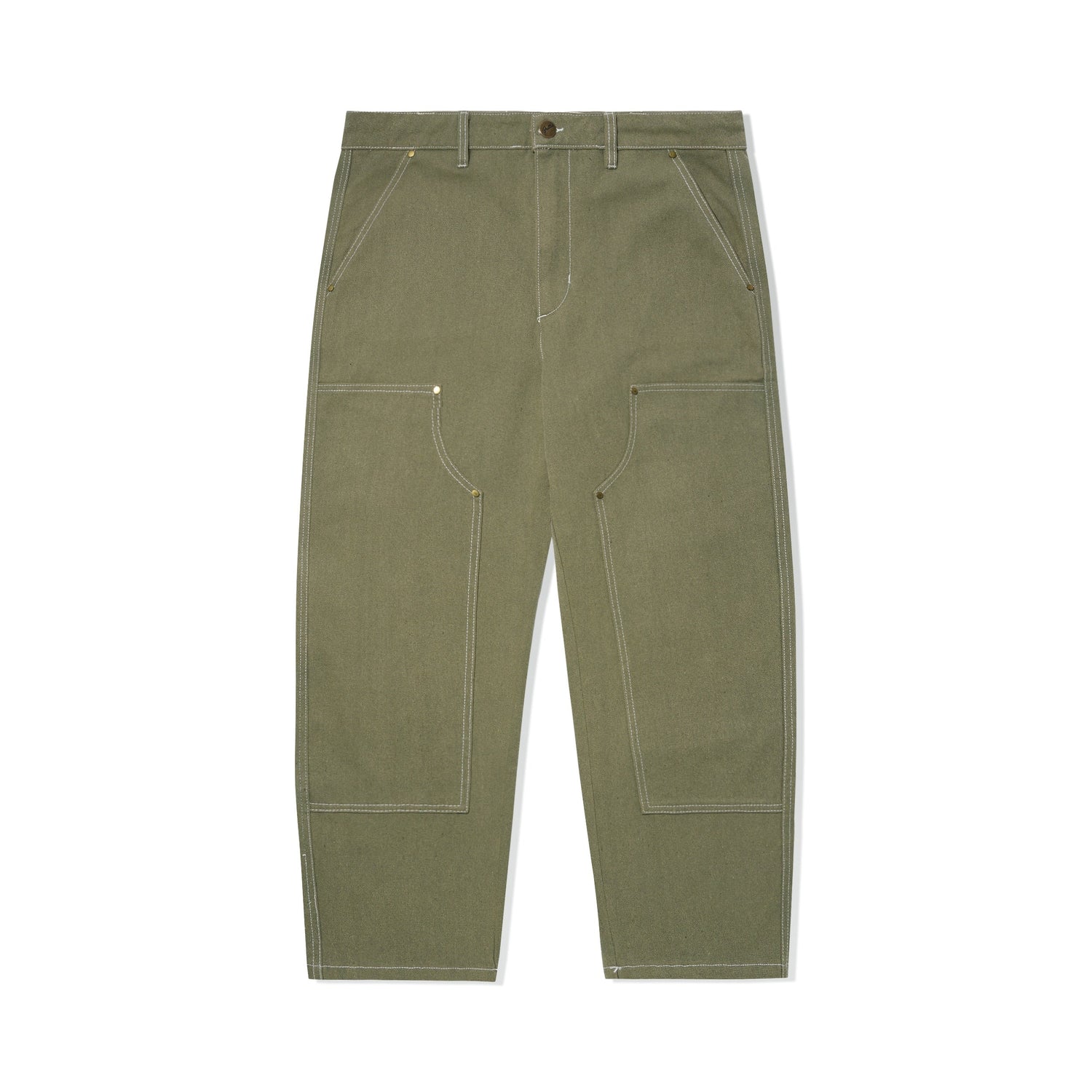 Washed Canvas Double Knee Pants, Fern
