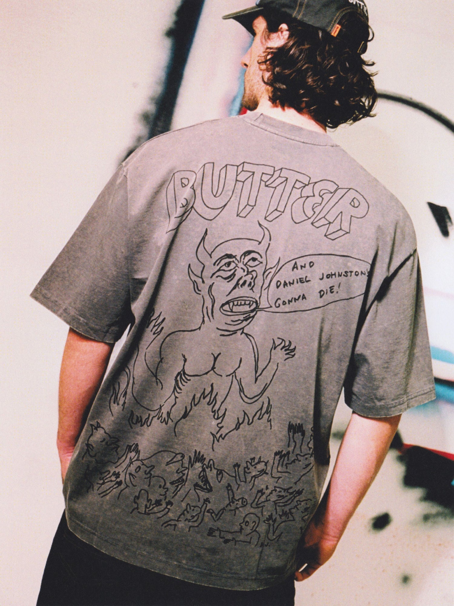 Satan Tee, Black Acid Wash