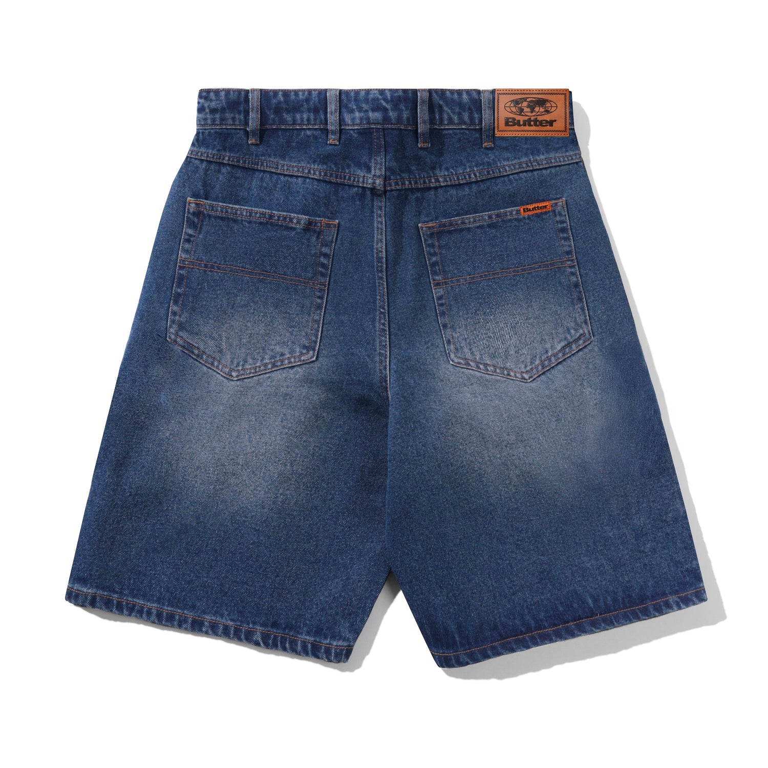 Baggy Denim Shorts, Distressed Indigo