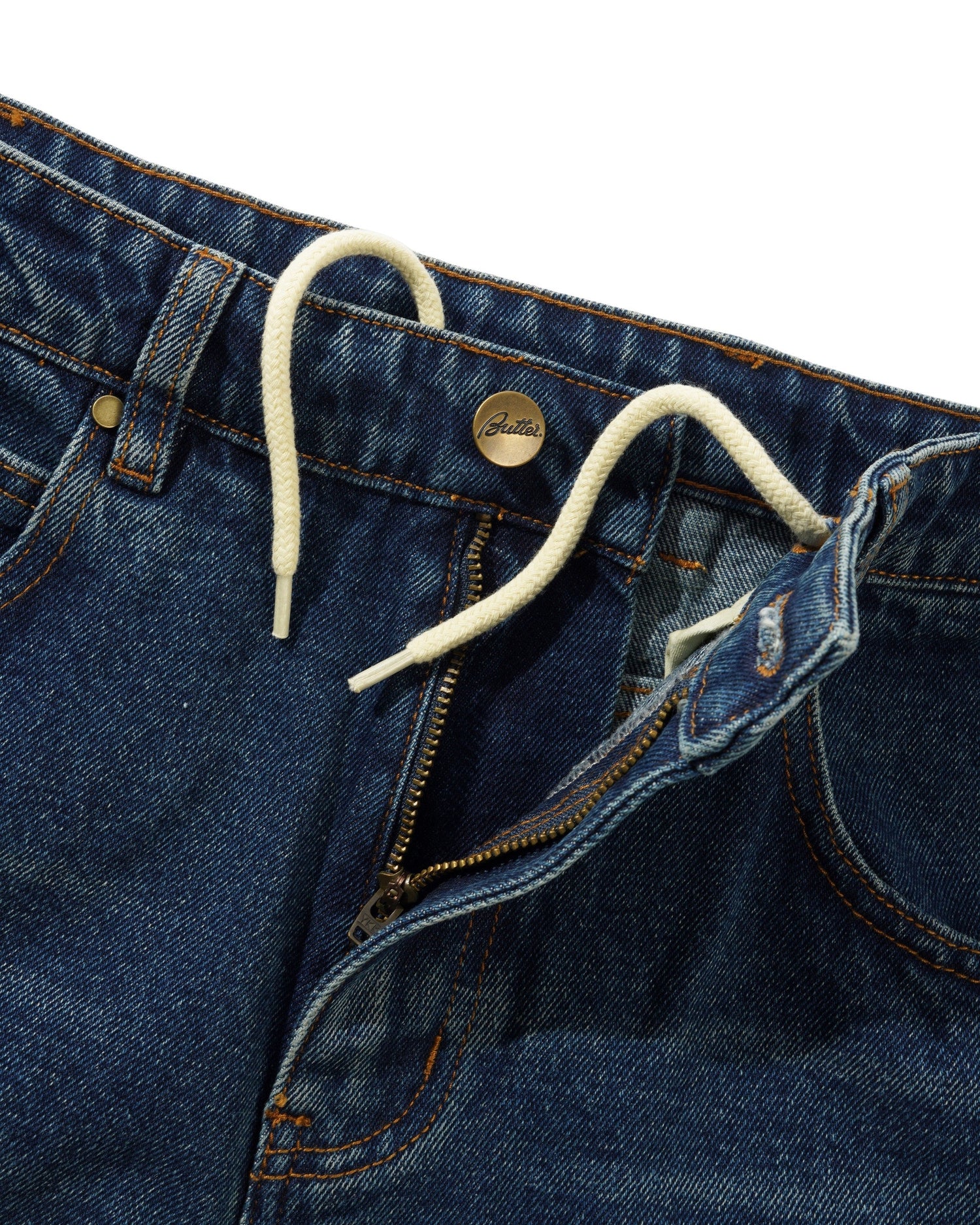 Baggy Denim Shorts, Distressed Indigo