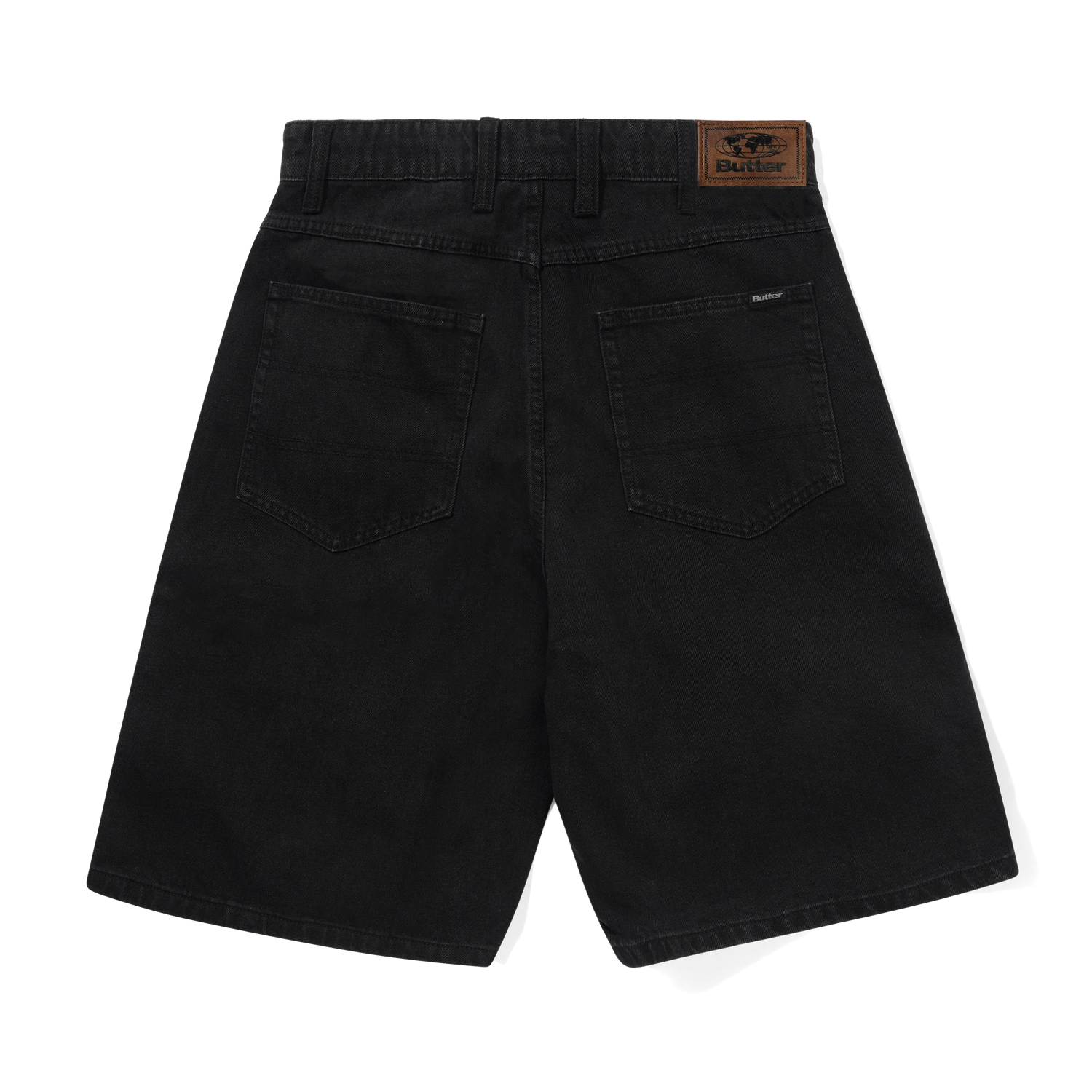 Baggy Denim Shorts, Flat Black
