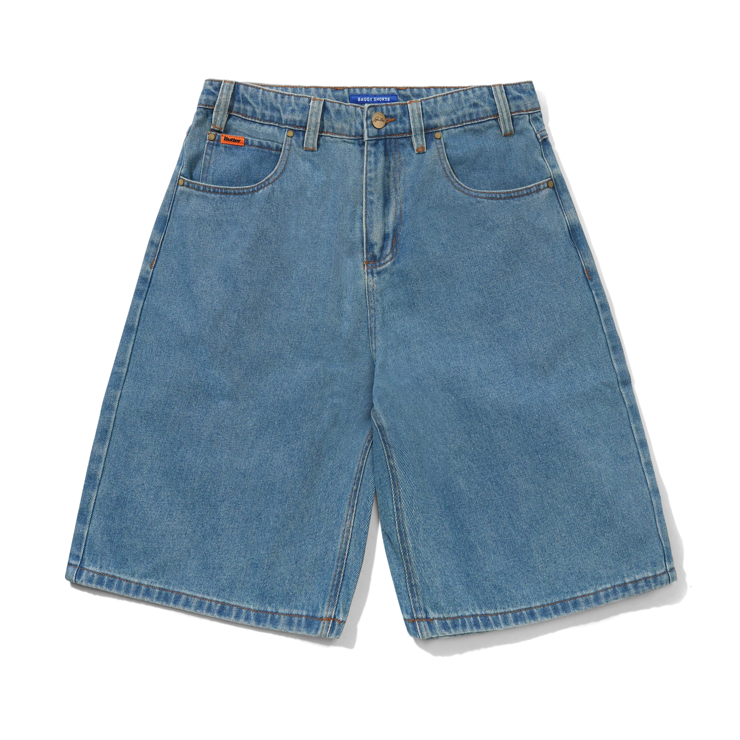 Baggy Denim Shorts, Washed Indigo