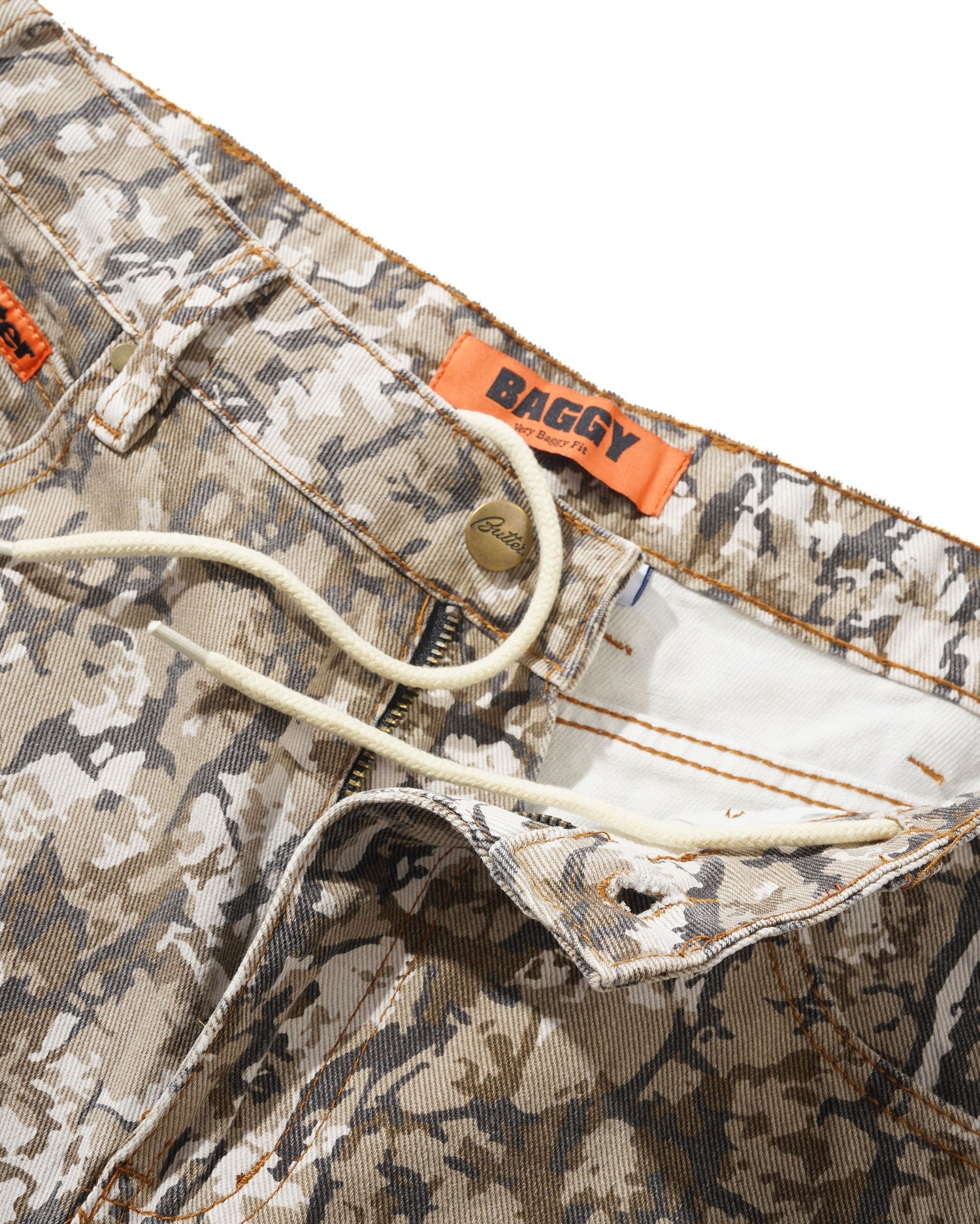 Bark Camo Denim Jeans, Tan