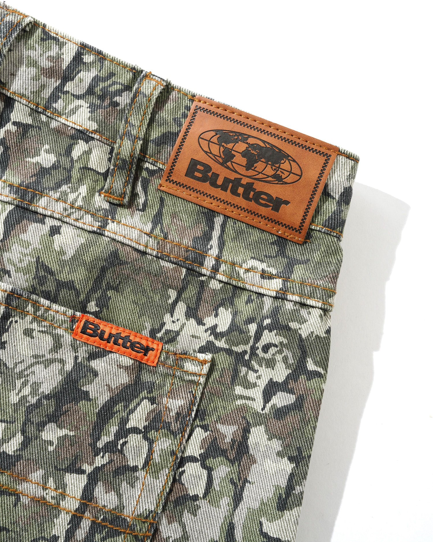 Bark Camo Denim Shorts, Army