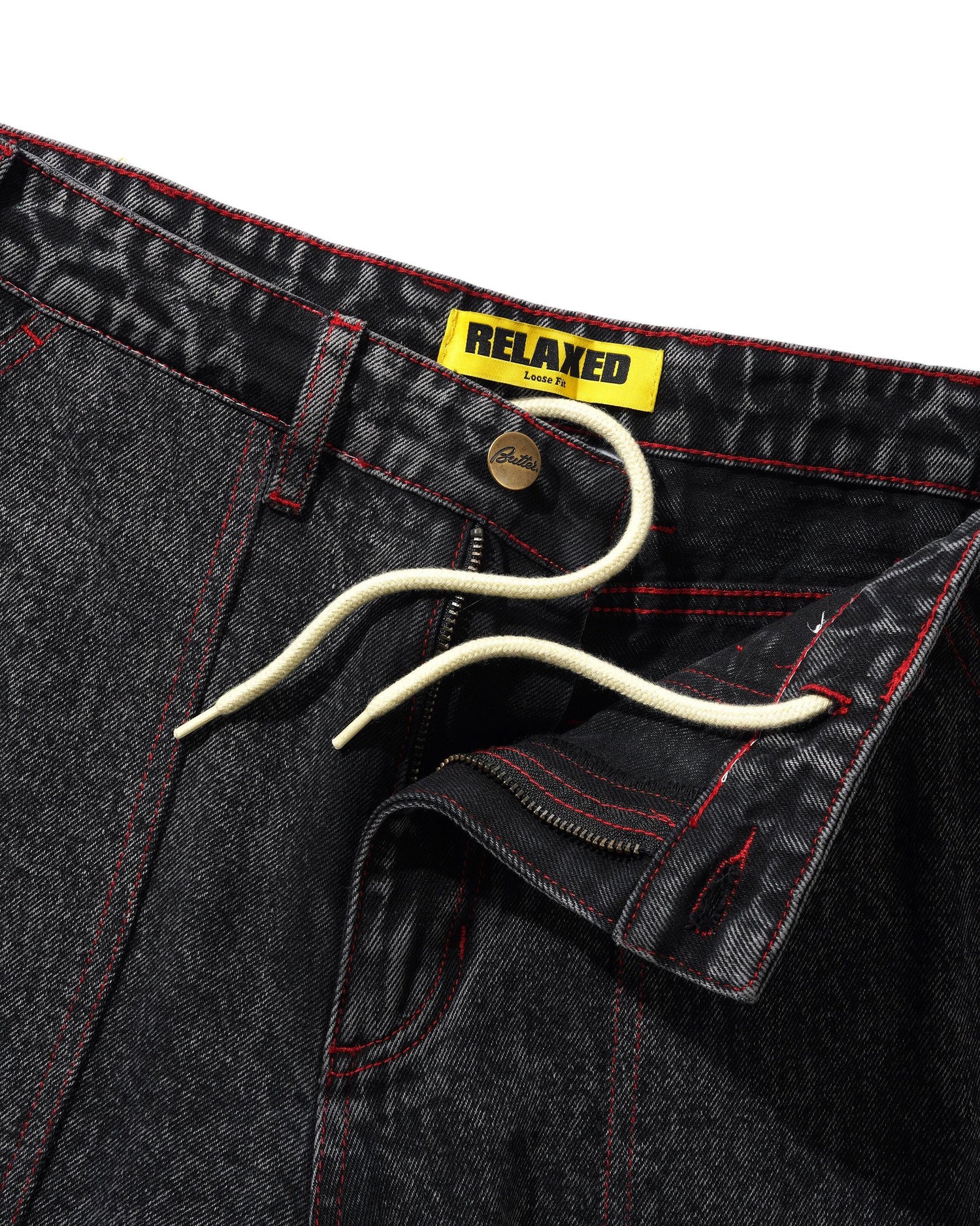 Breakdown Relaxed Denim Jeans, Acid Wash Black