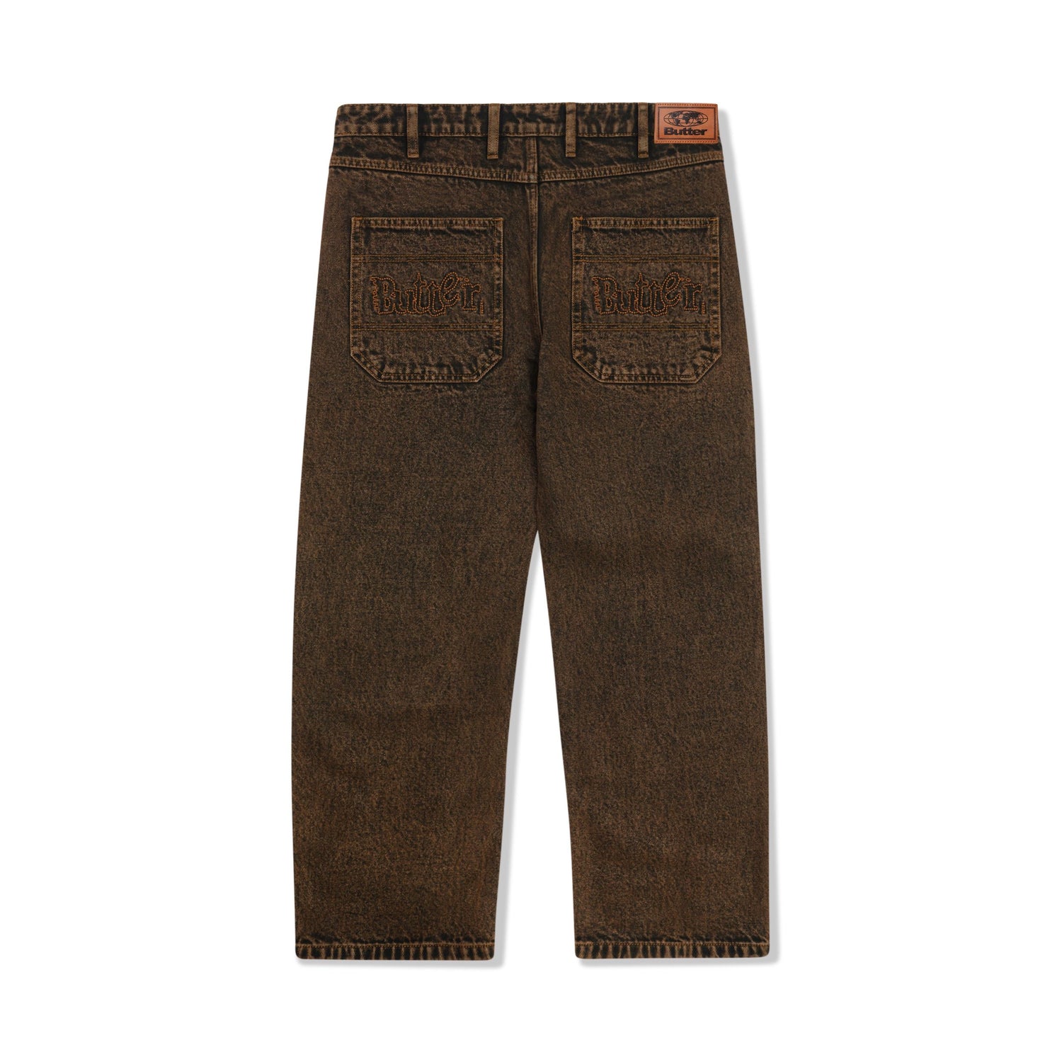 Breakdown Relaxed Denim Jeans, Acid Wash Brown