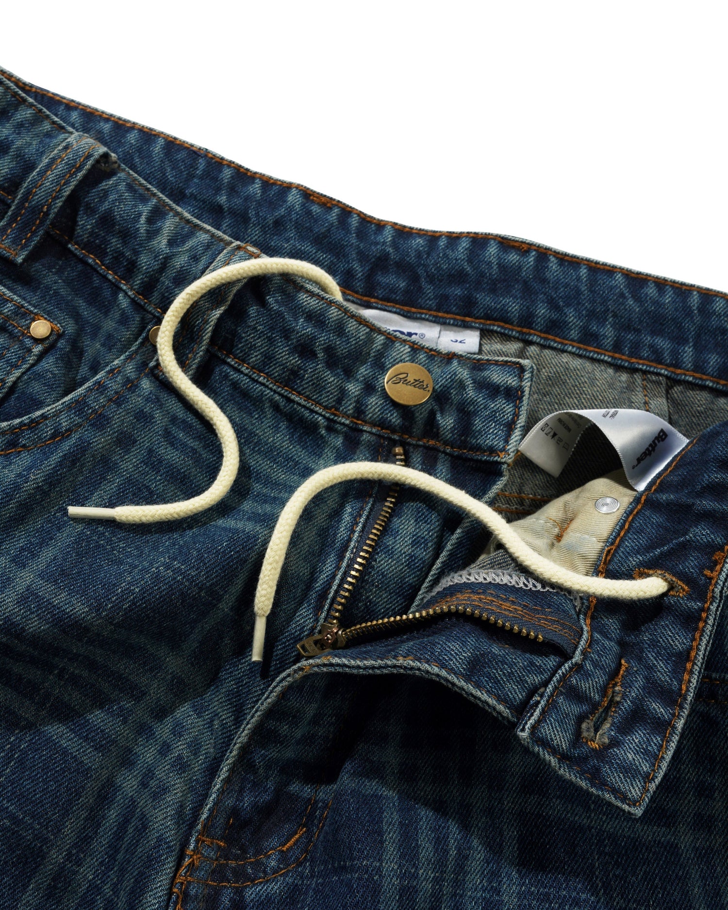 Burn Wide Cut Denim Jeans, Dark Indigo Plaid