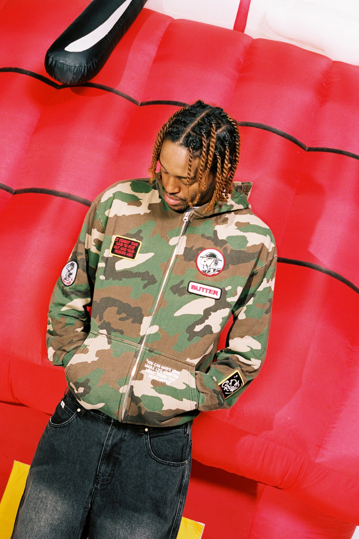 Patches Zip-Thru Hood, Washed Camo