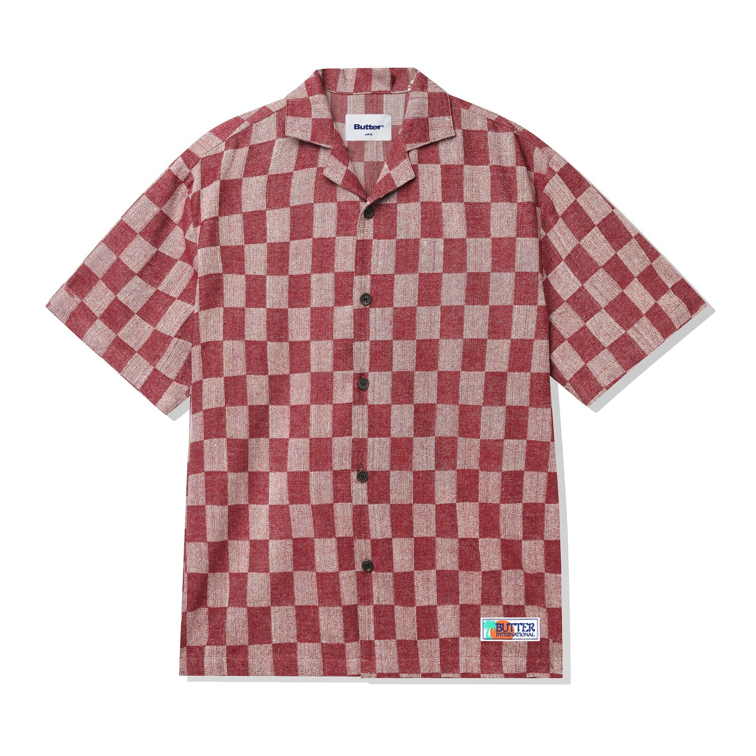 Checker Vacation S/S Shirt, Burgundy