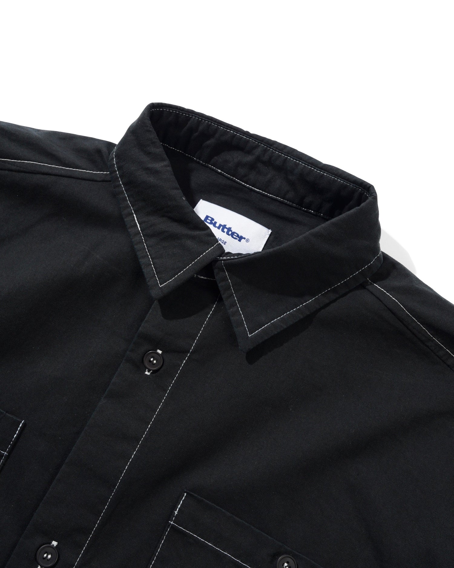 Contrast Stitch S/S Shirt, Washed Black