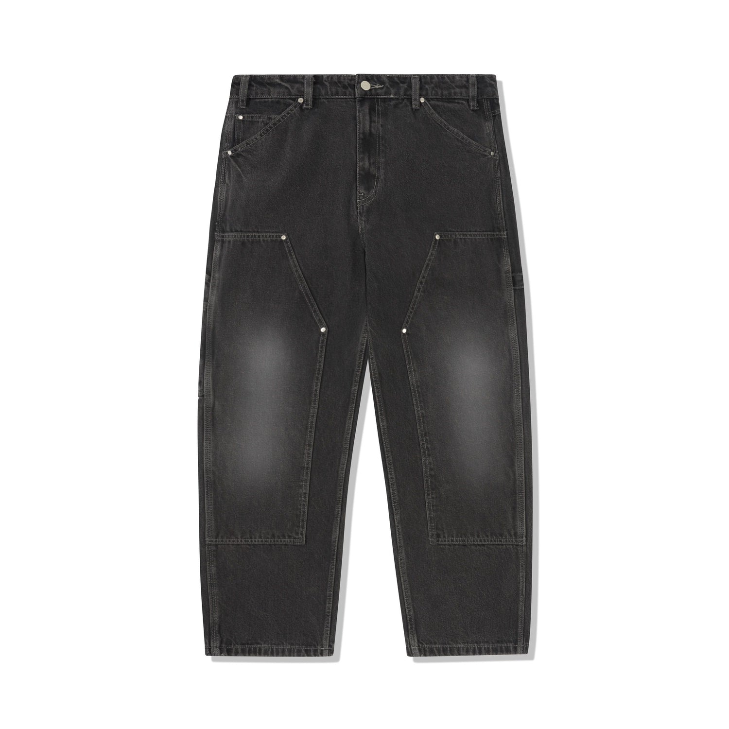 Davide Double Knee Denim Jeans, Washed Black