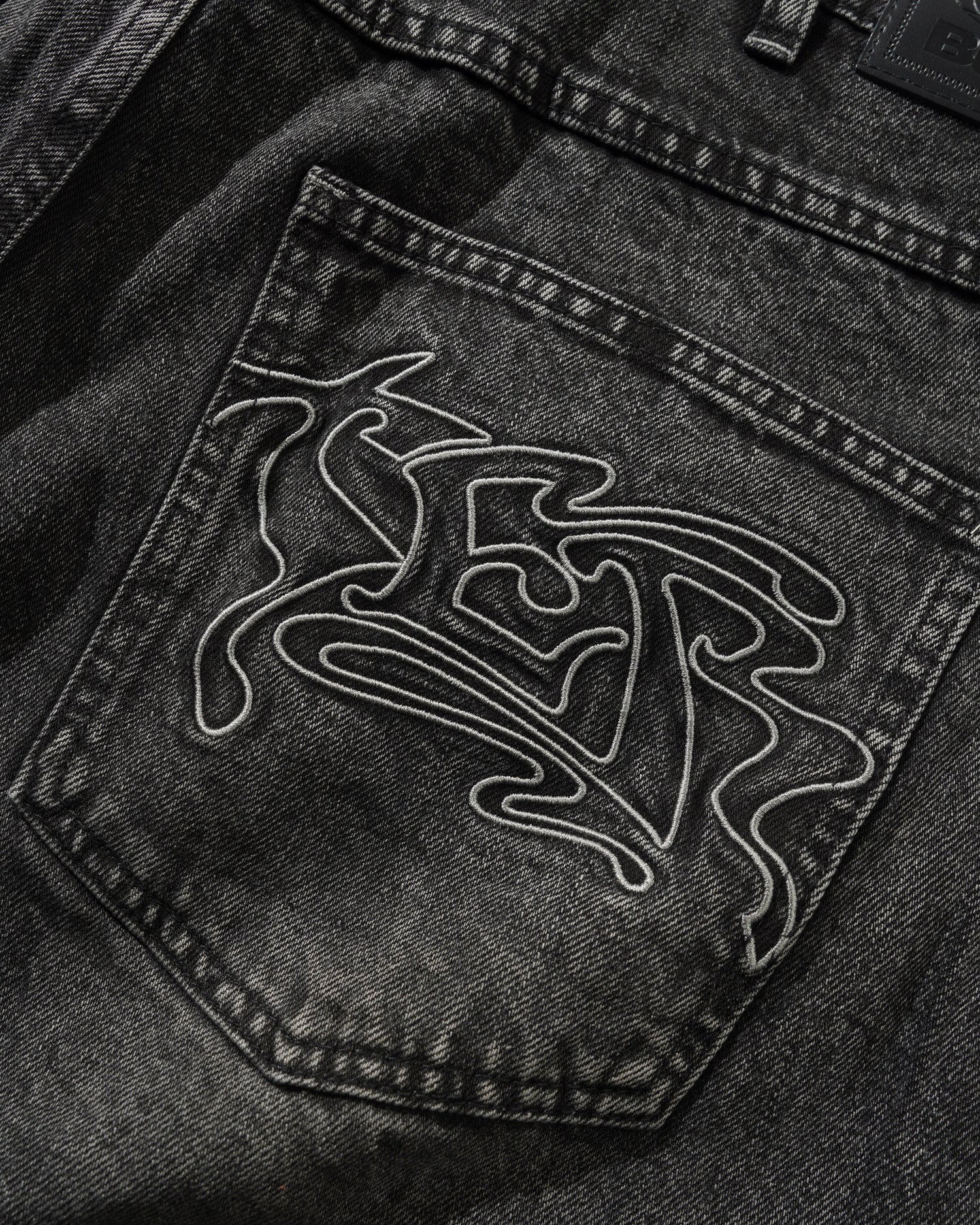 Drummer Baggy Denim Jeans, Streaky Black