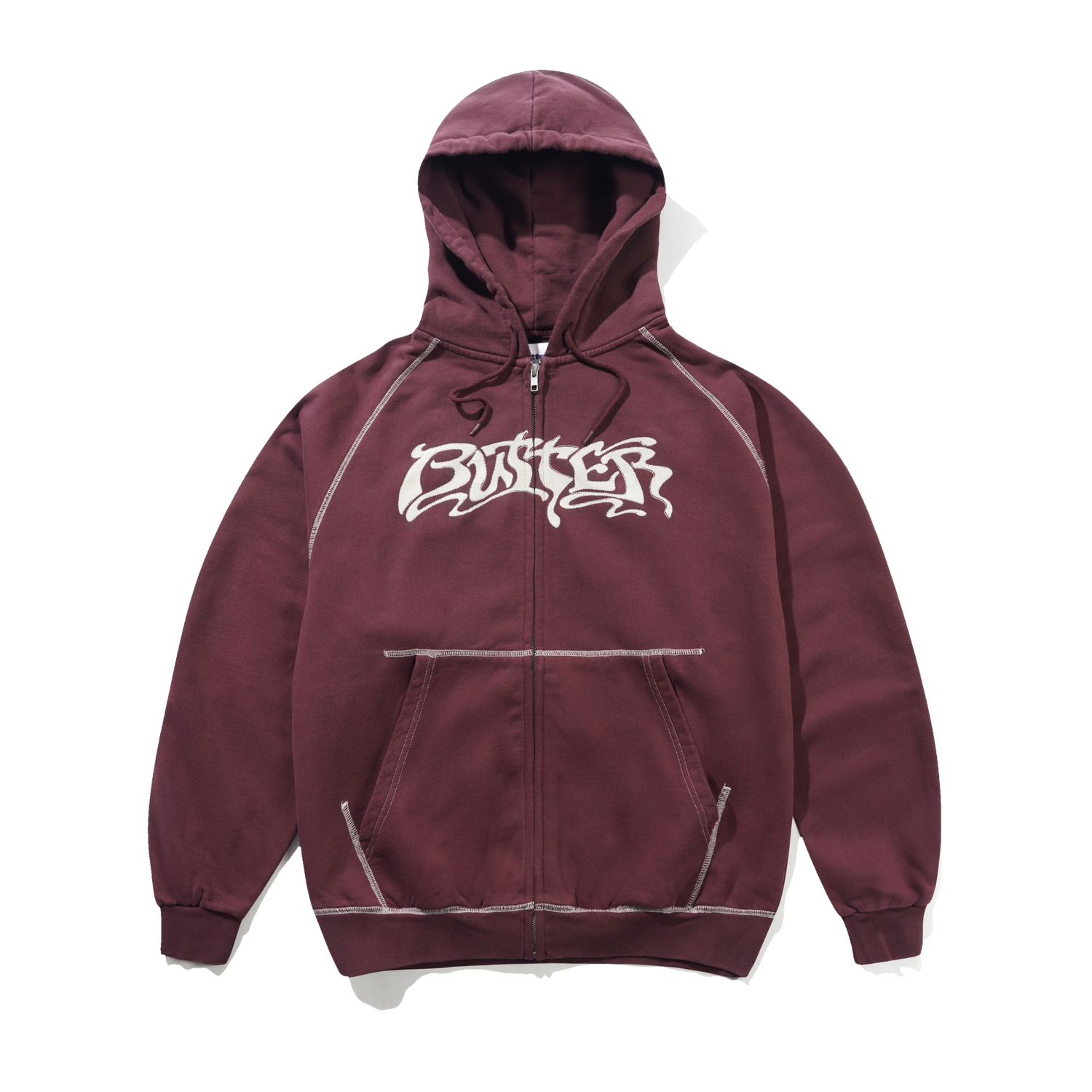 Drummer Zip-Thru Hood, Washed Rhubarb