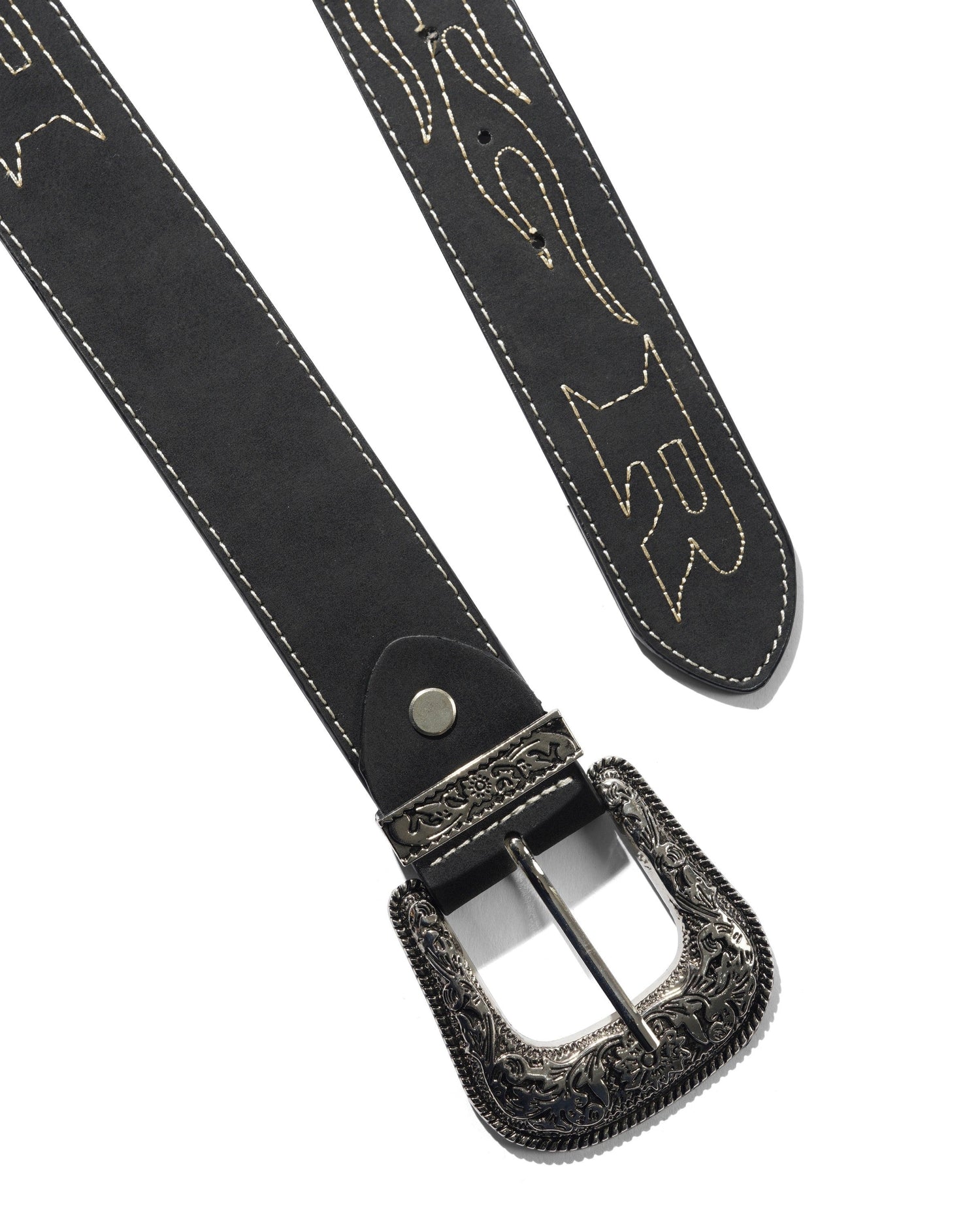 Flame Stitch Belt, Black