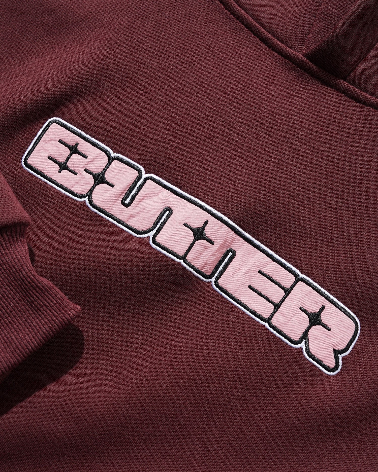 Glint Nylon Applique Pullover Hood, Burgundy