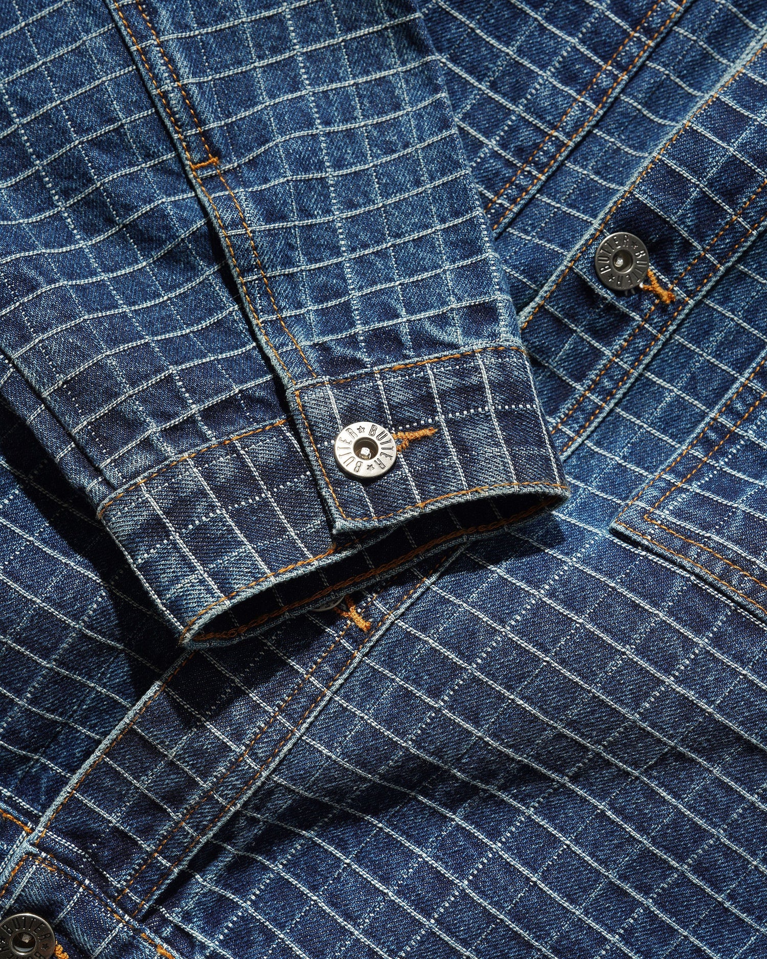 Grid Denim Jacket, Indigo