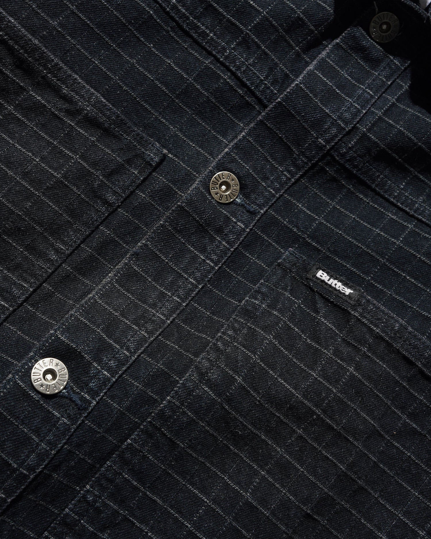 Grid Denim Jacket, Overdye Black
