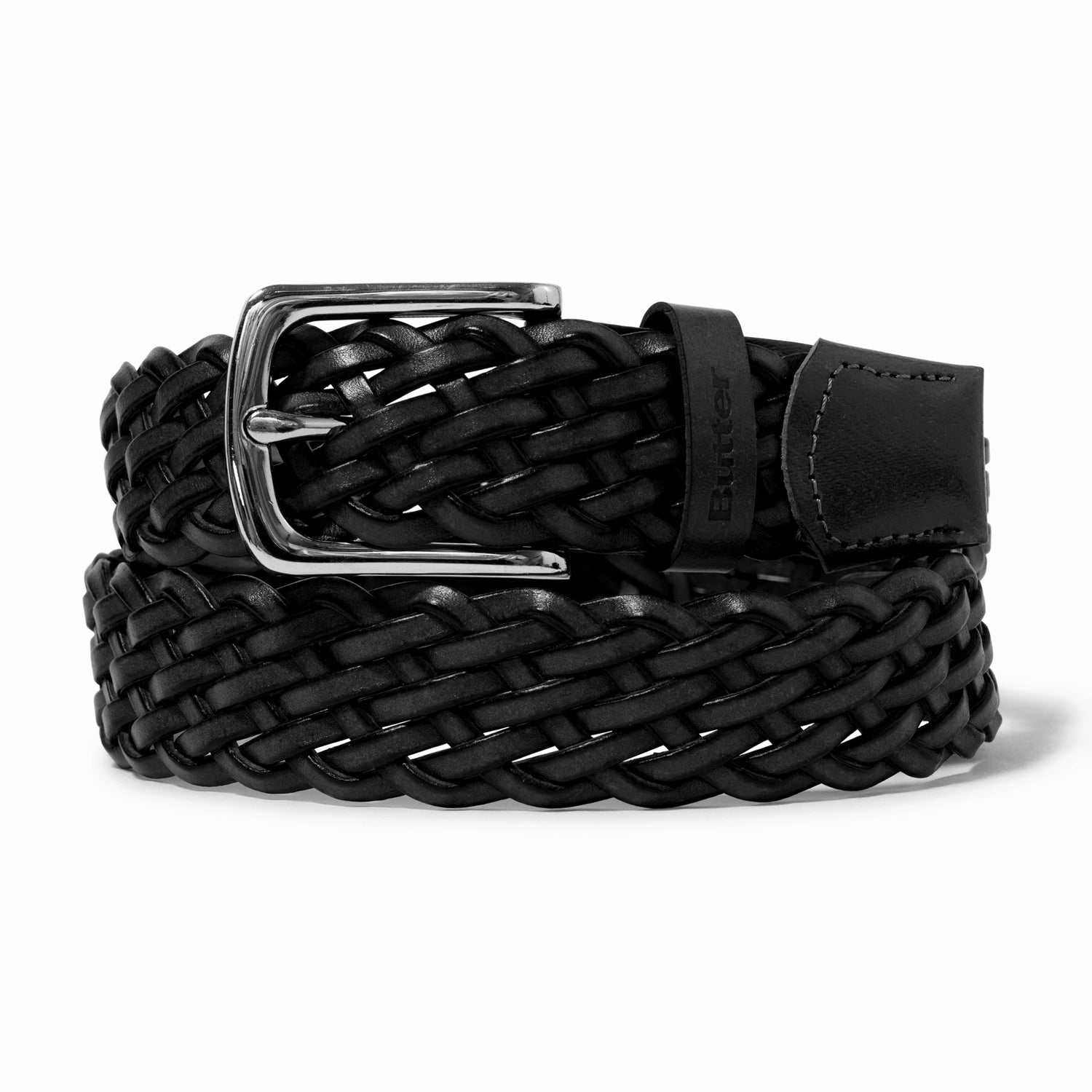 Leather Braided Belt, Black