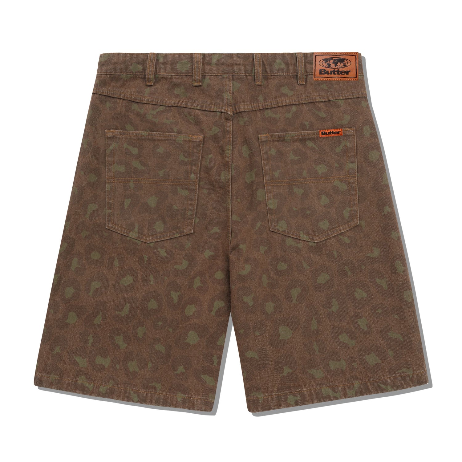 Leopard Denim Shorts, Rust