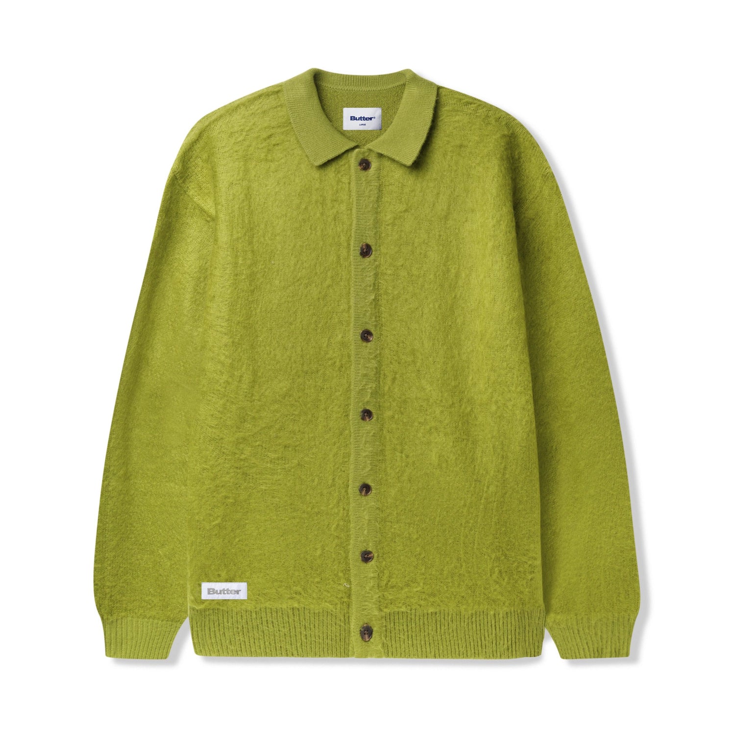 Mohair Button Up Knitted Shirt, Moss