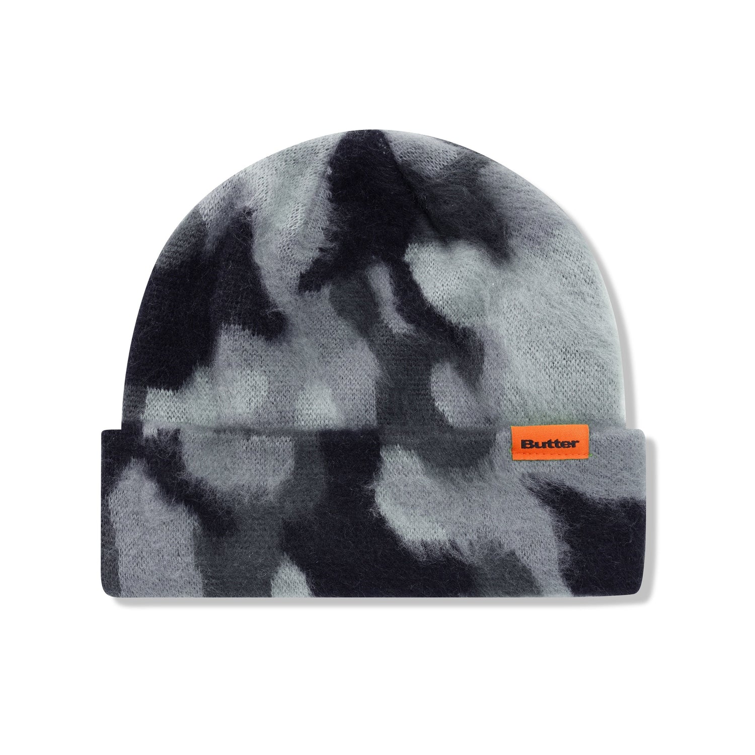 Mohair Camo Cuff Beanie, Charcoal