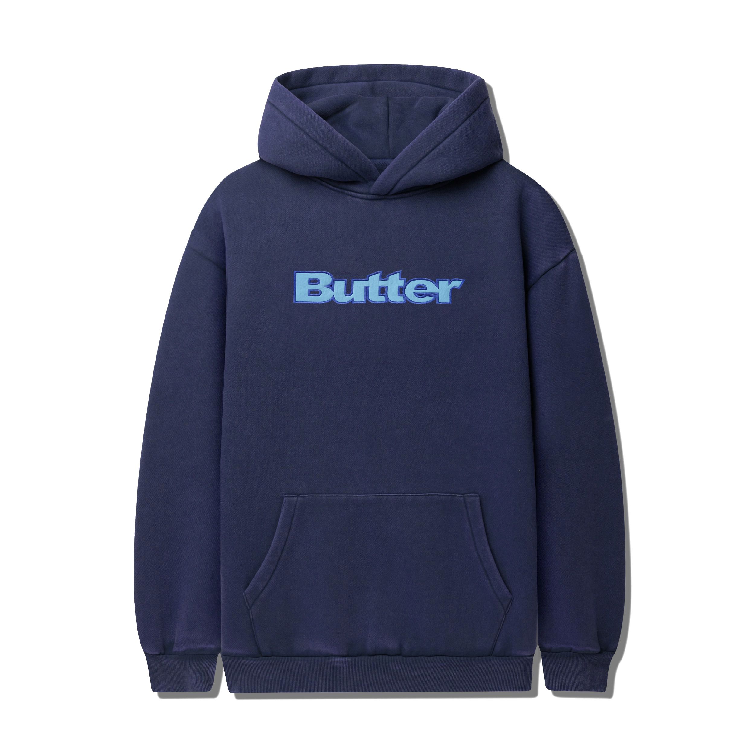 【BUTTER GOODS】 Nylon Logo Applique Pullover Hood, Navy NylonLogoAppliquePulloverHoodN