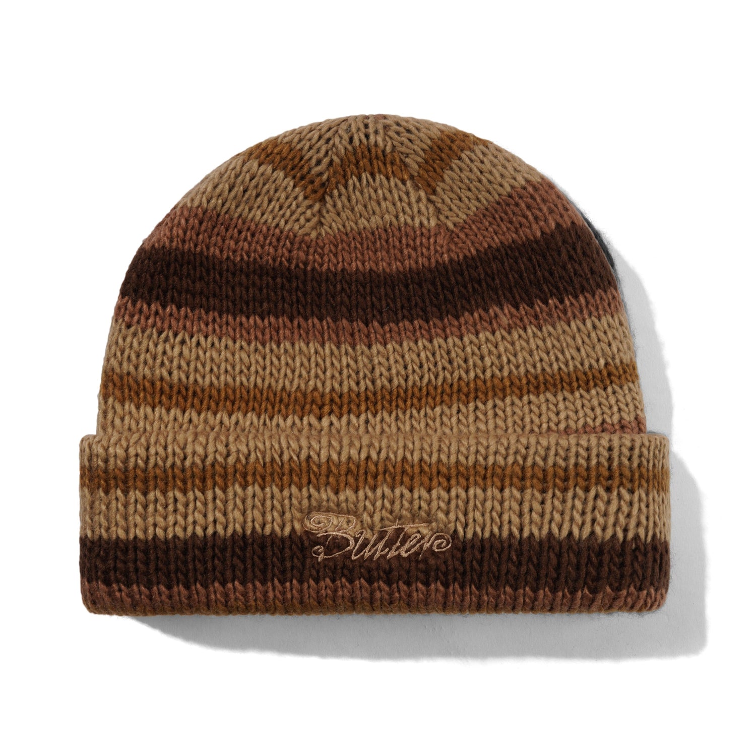 Ombre Stripe Knit Beanie, Chocolate