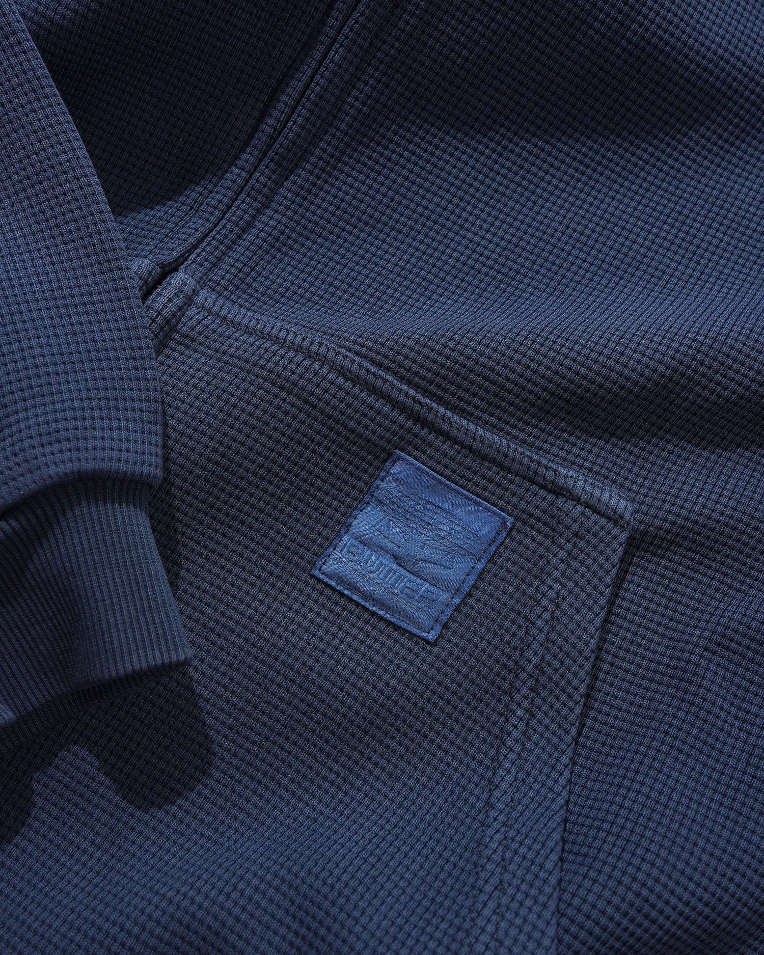 Waffle Zip-Thru Hood, Navy Overdye