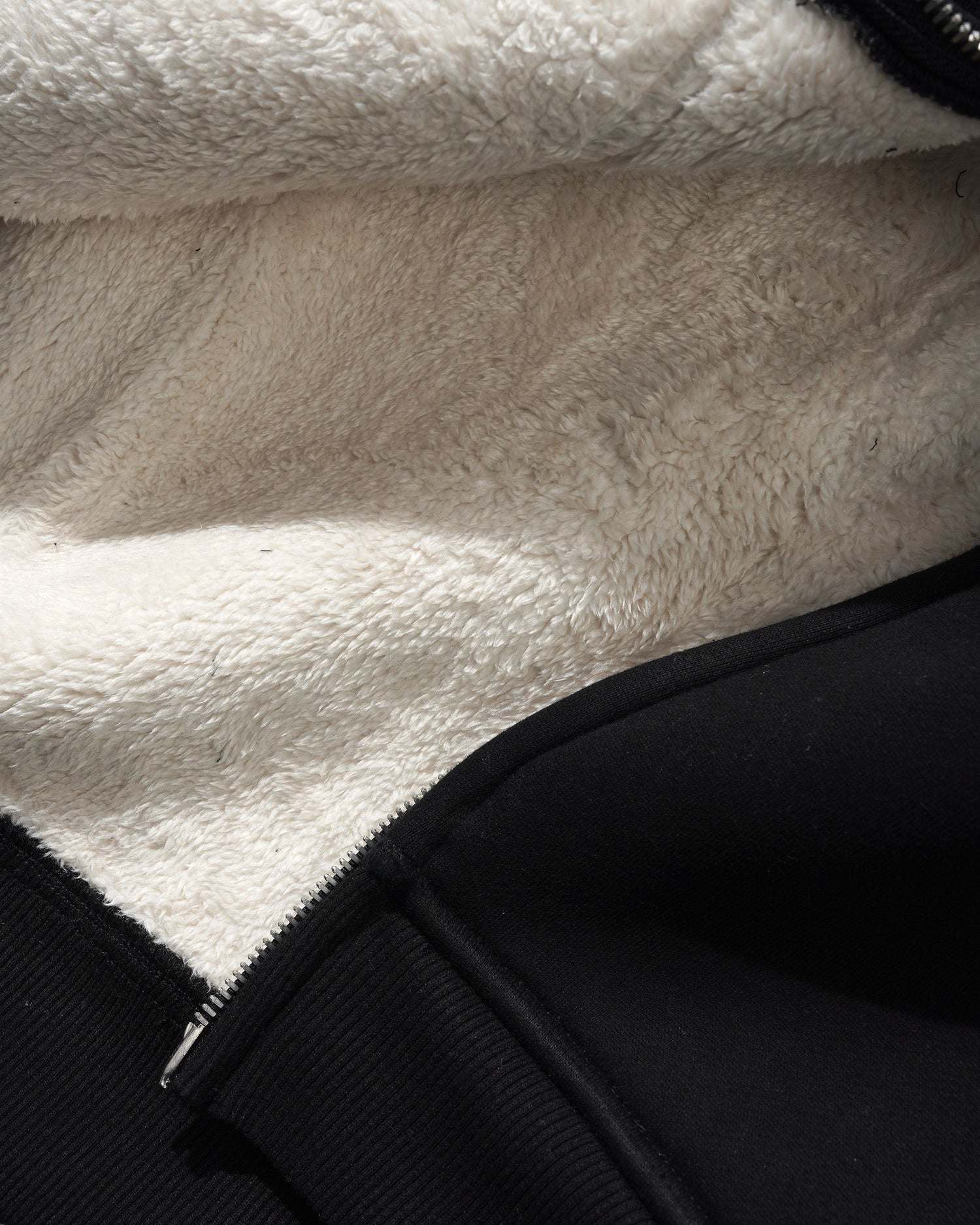 Pile Lined Zip-Thru Hood, Black