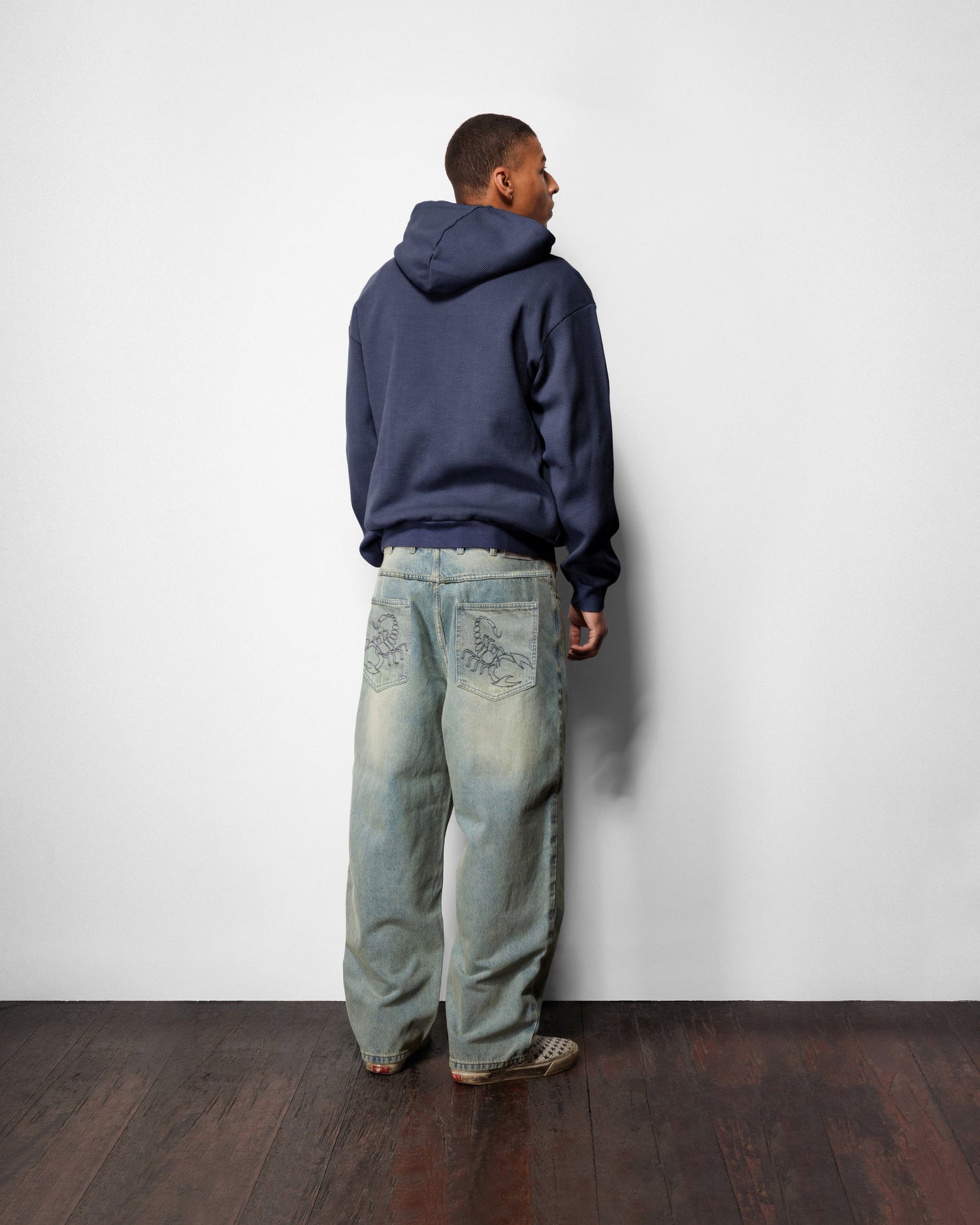 Scorpion Stitch Denim Jeans, Tinted Light Blue