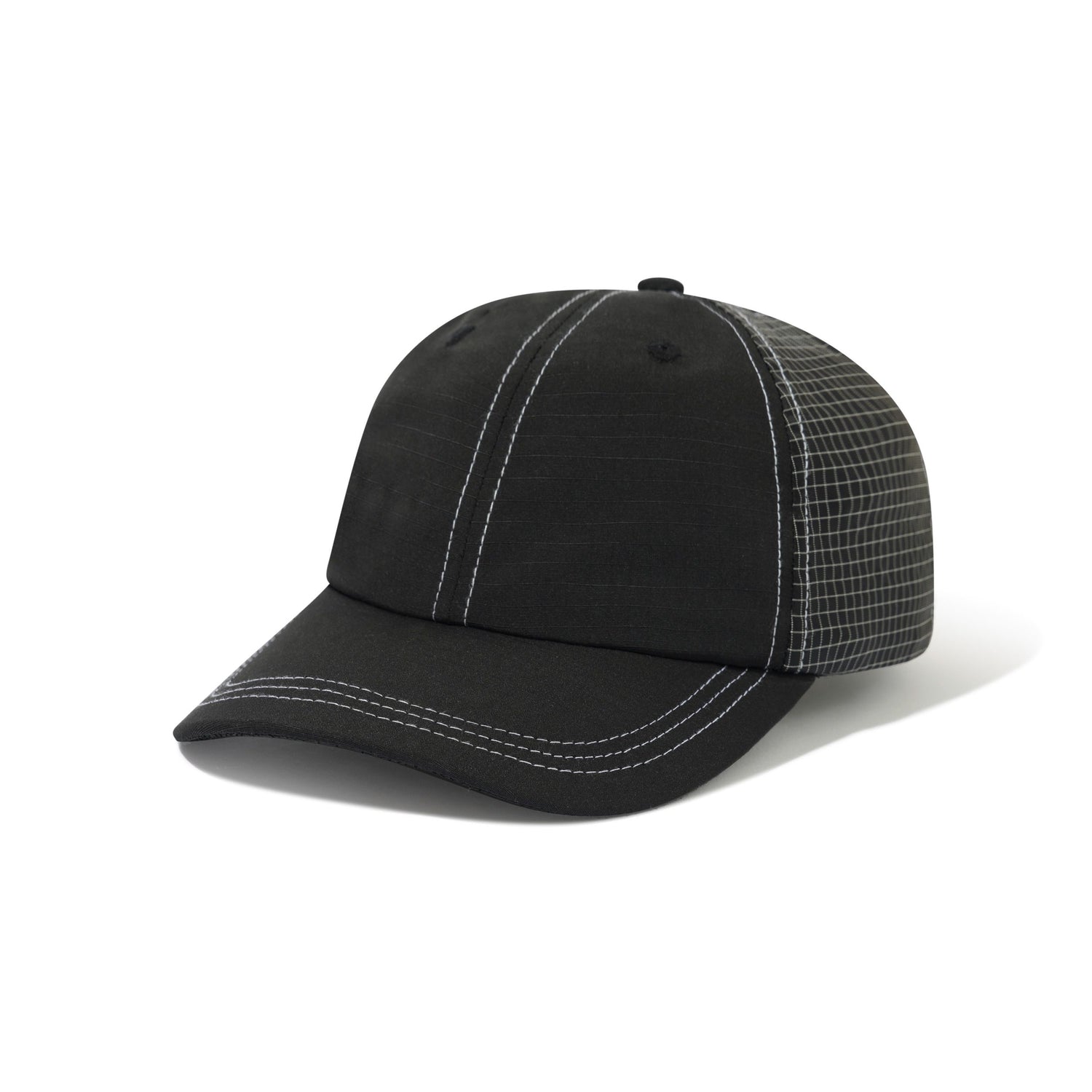 Nylon Ripstop 6 Panel Cap, Black