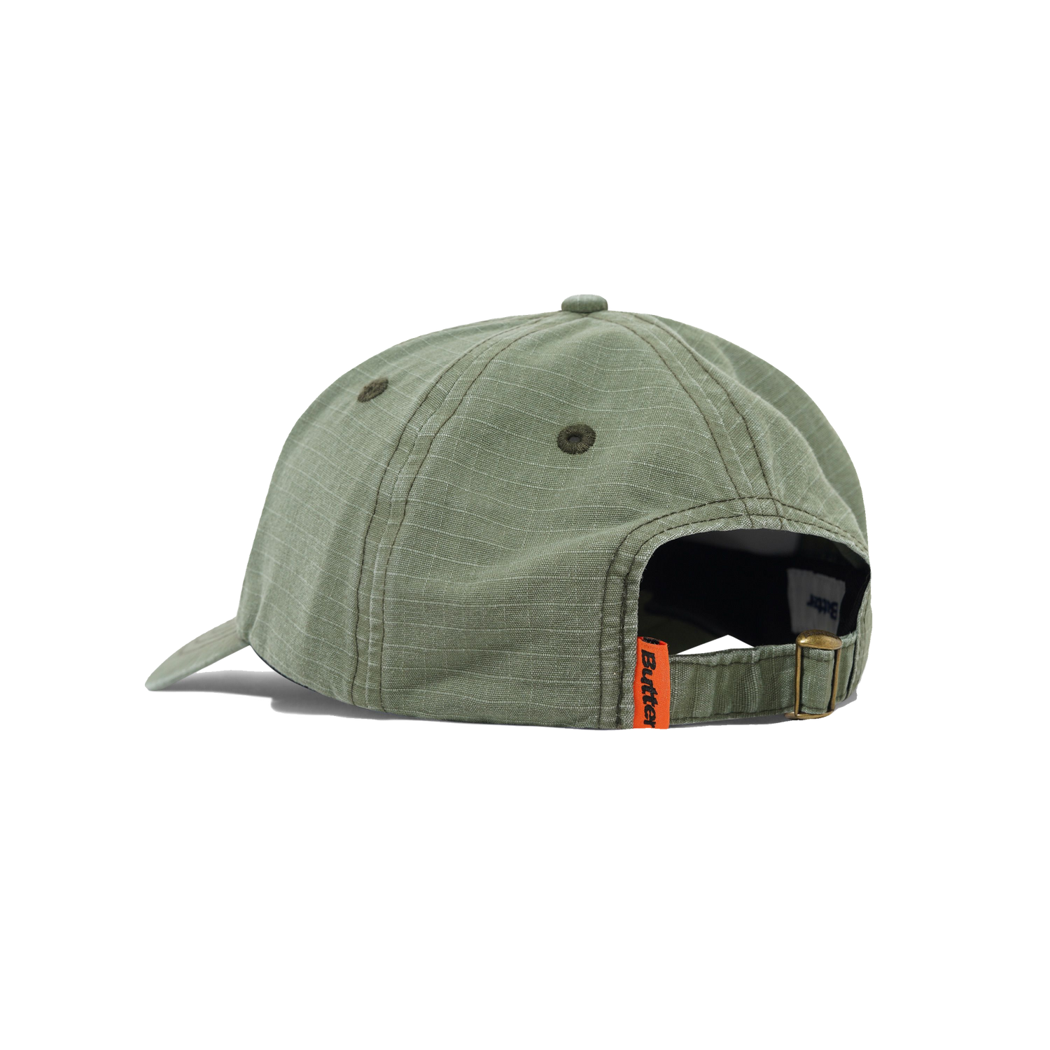 Ripstop Rounded Logo 6 Panel Cap, Washed Army
