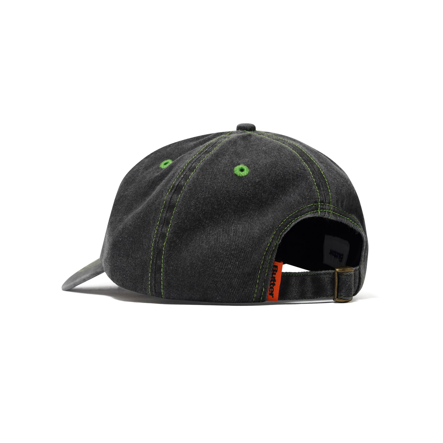 Rounded Logo 6 Panel Cap, Washed Black – Butter Goods USA