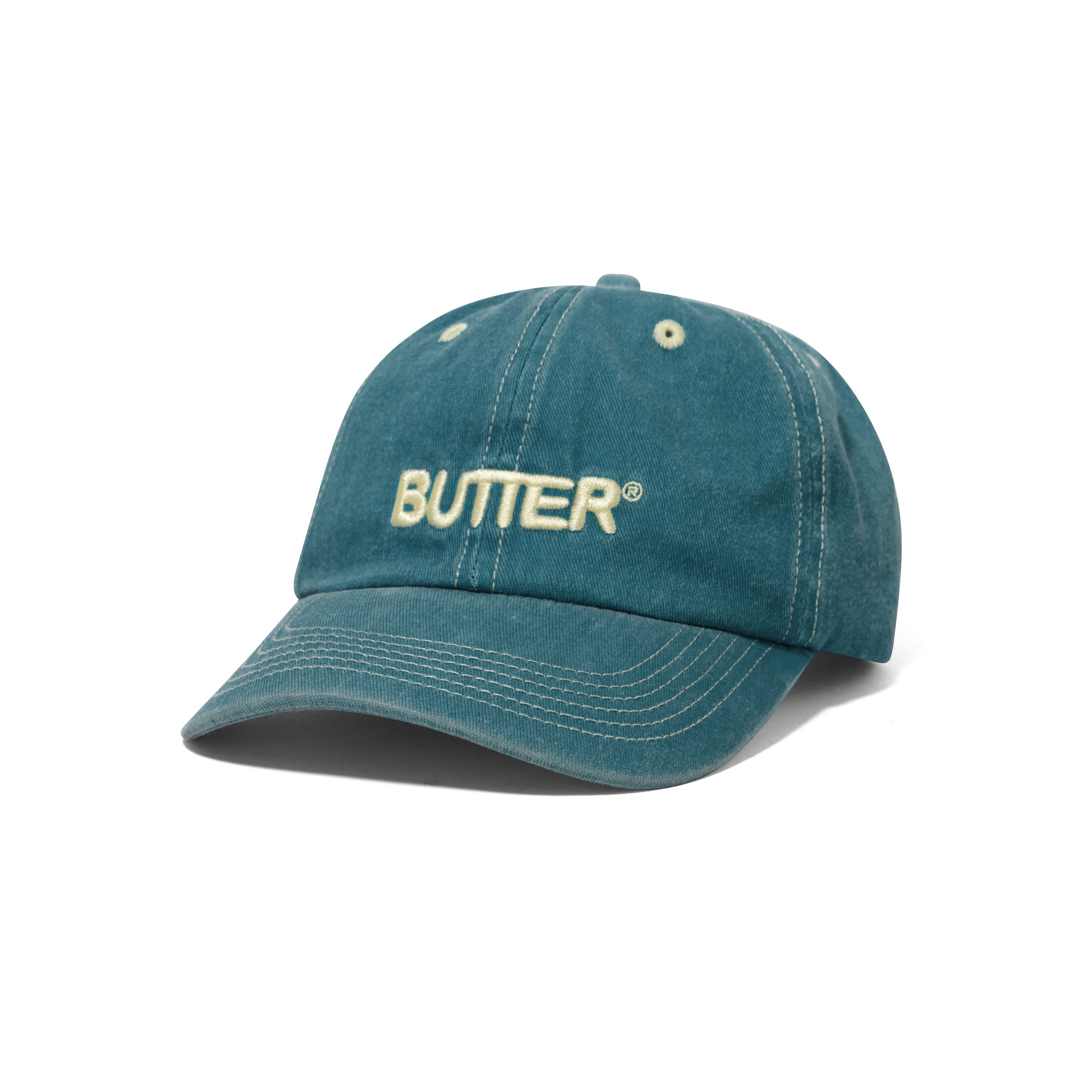 Rounded Logo 6 Panel Cap, Washed Ocean – Butter Goods USA