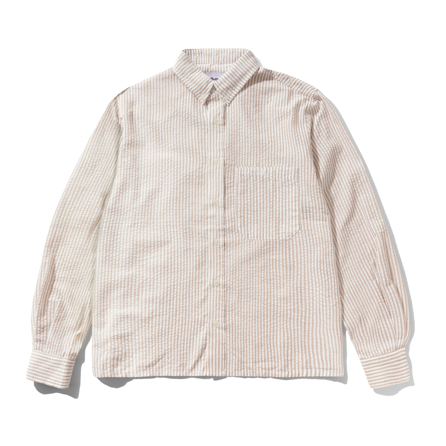 Seersucker Striped Shirt, Brown