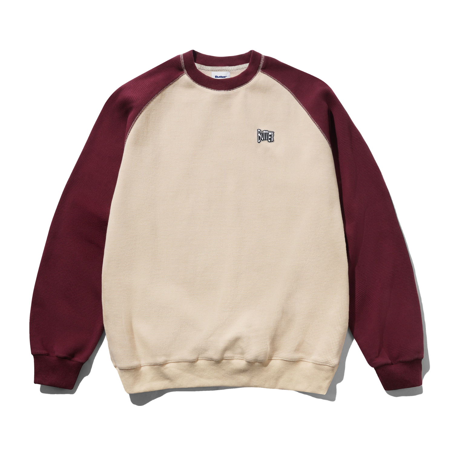 Sketch Waffle Crewneck, Cream / Red