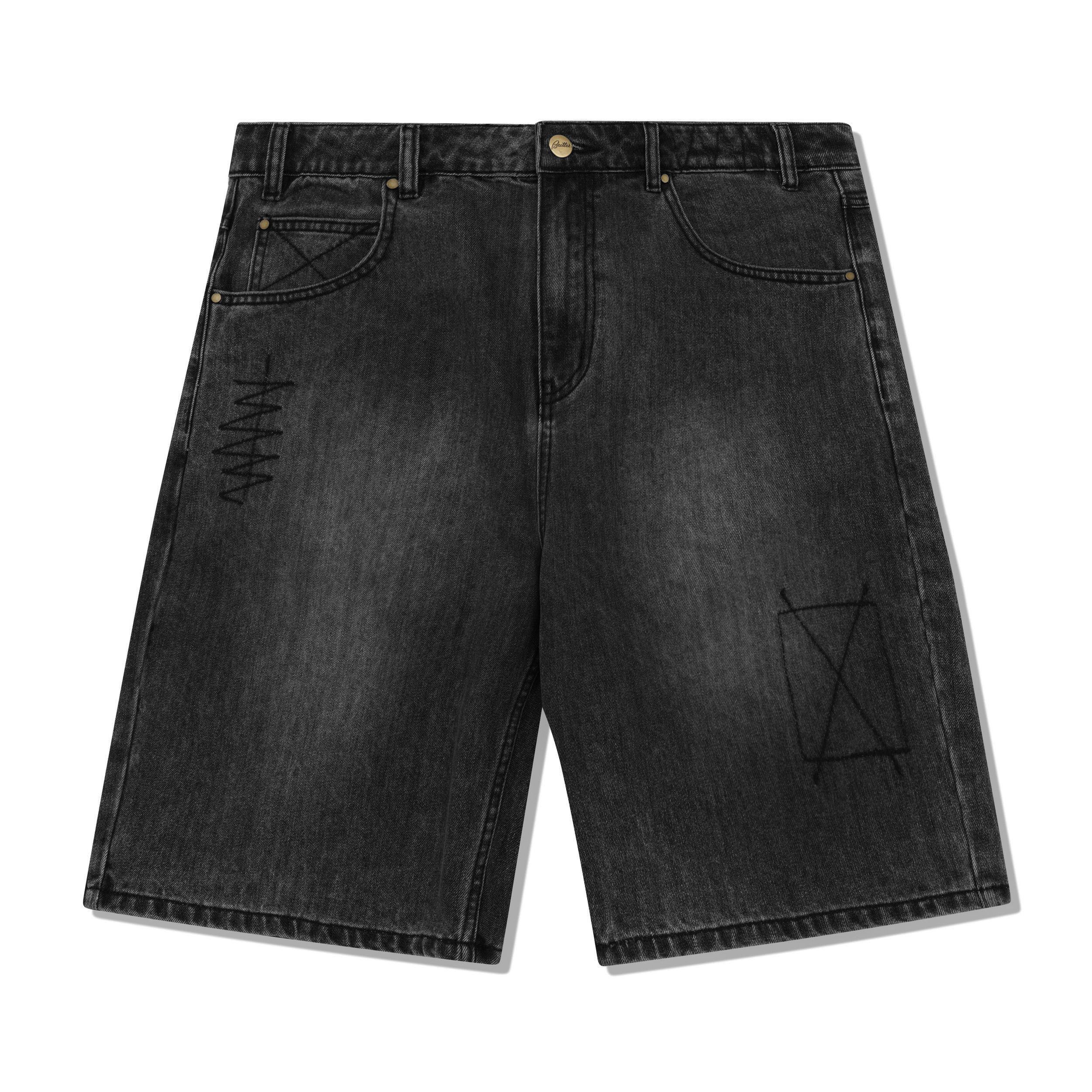 【BAON】[unisex] Heiko Stitch Banding Bermuda Denim Pants StitchDenimShortsDistressedGre