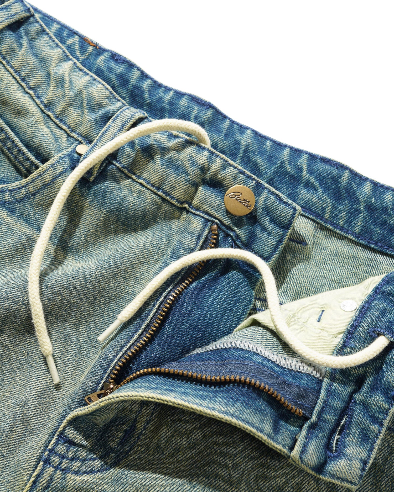 Straight Leg Denim Jeans, Dirty Wash Blue