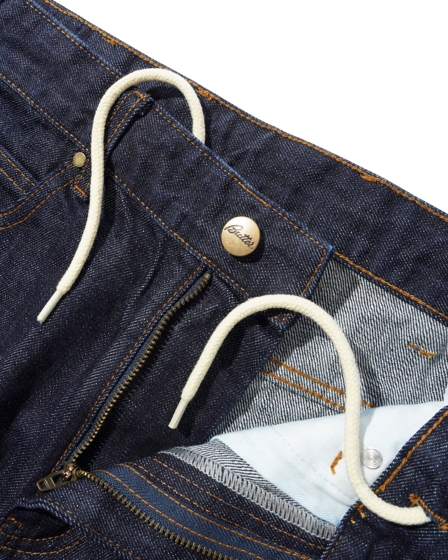 Straight Leg Denim Jeans, Selvedge Blue