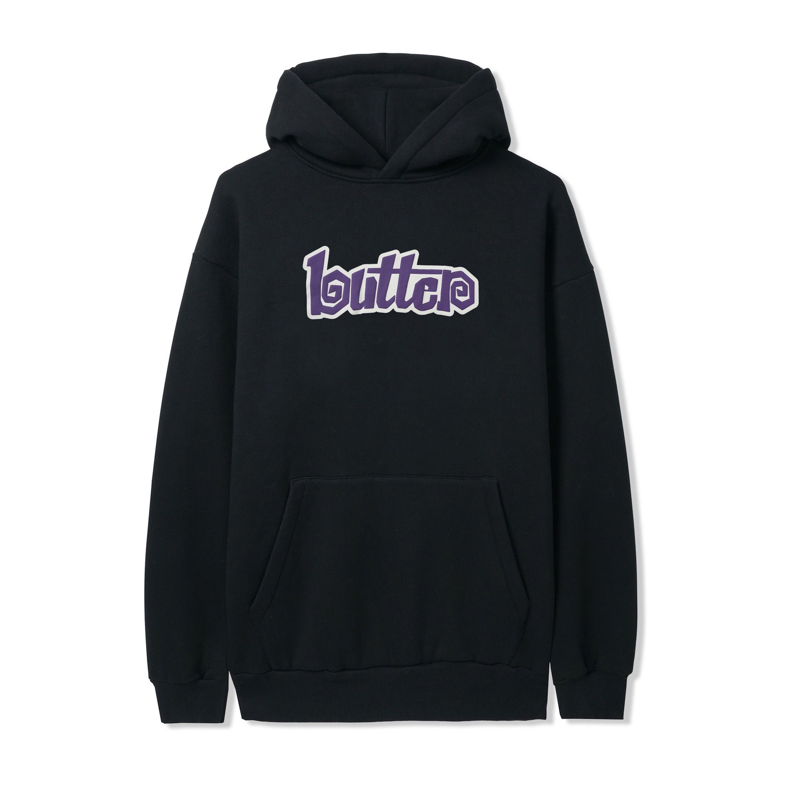 【BUTTER GOODS】 Satin Logo Applique Pullover Hood, Navy Satin Logo Applique Pullover Hood, Navy – Butter Goods