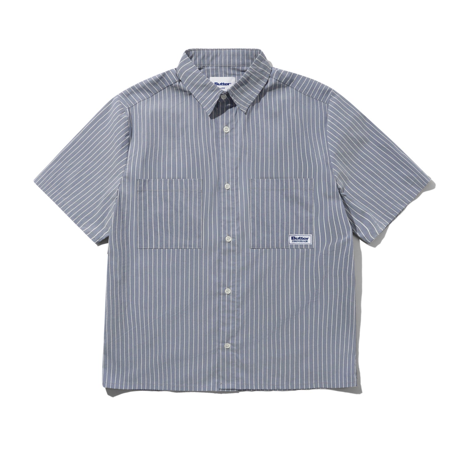 Vertical Stripe S/S Shirt, Stone Blue