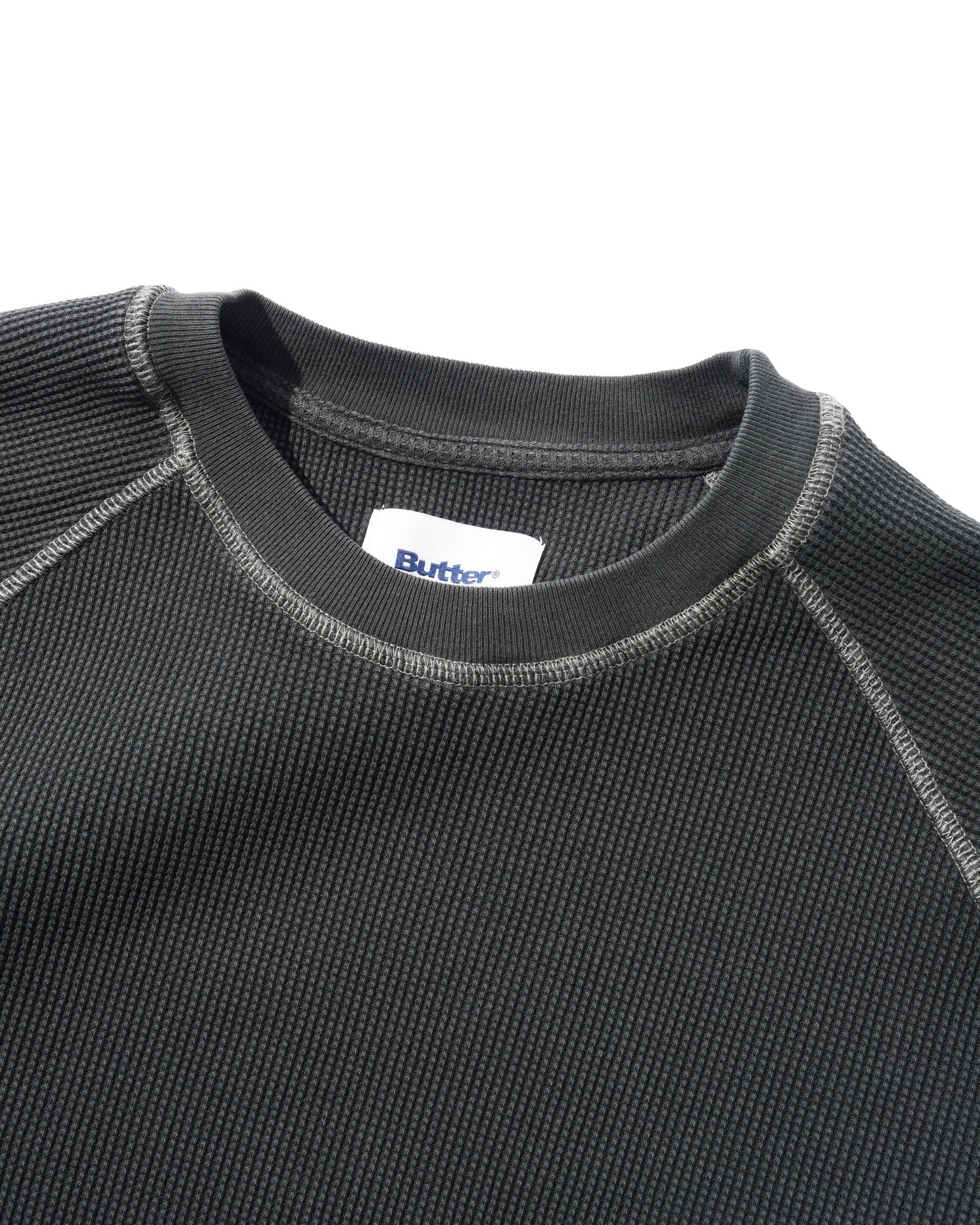 Waffle L/S Top, Washed Black