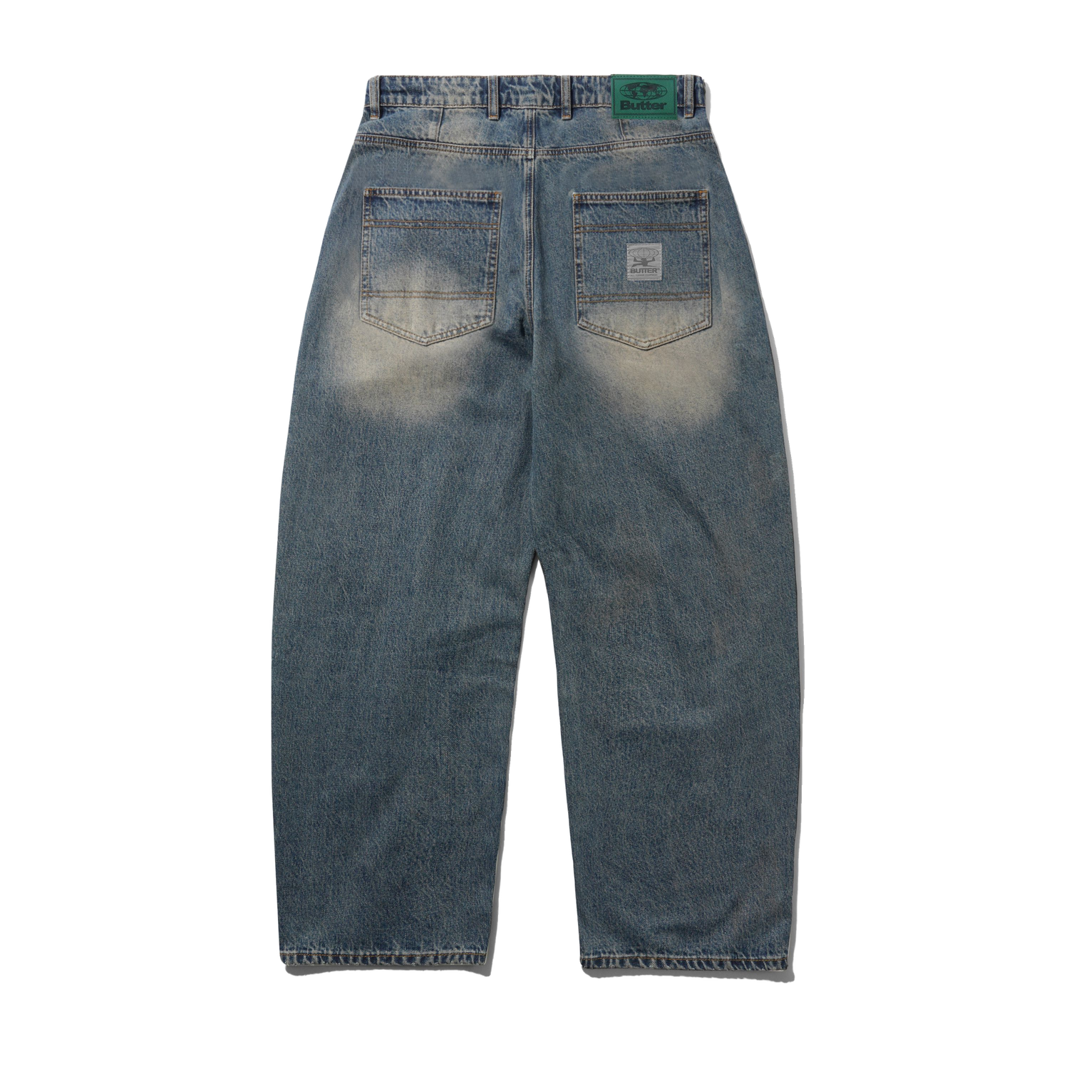 Wide Cut Denim Jeans, Dirty Wash Indigo