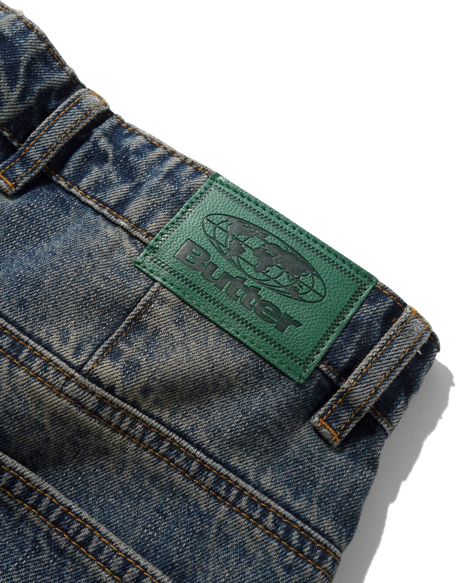Wide Cut Denim Jeans, Dirty Wash Indigo